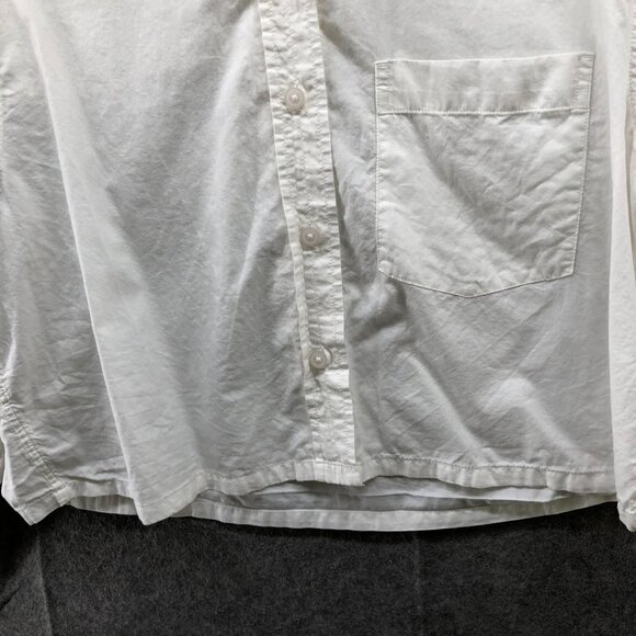 Everlane Way Short Shirt Womens M White Long Sleeve Silky Cotton Button Down - Picture 4 of 8